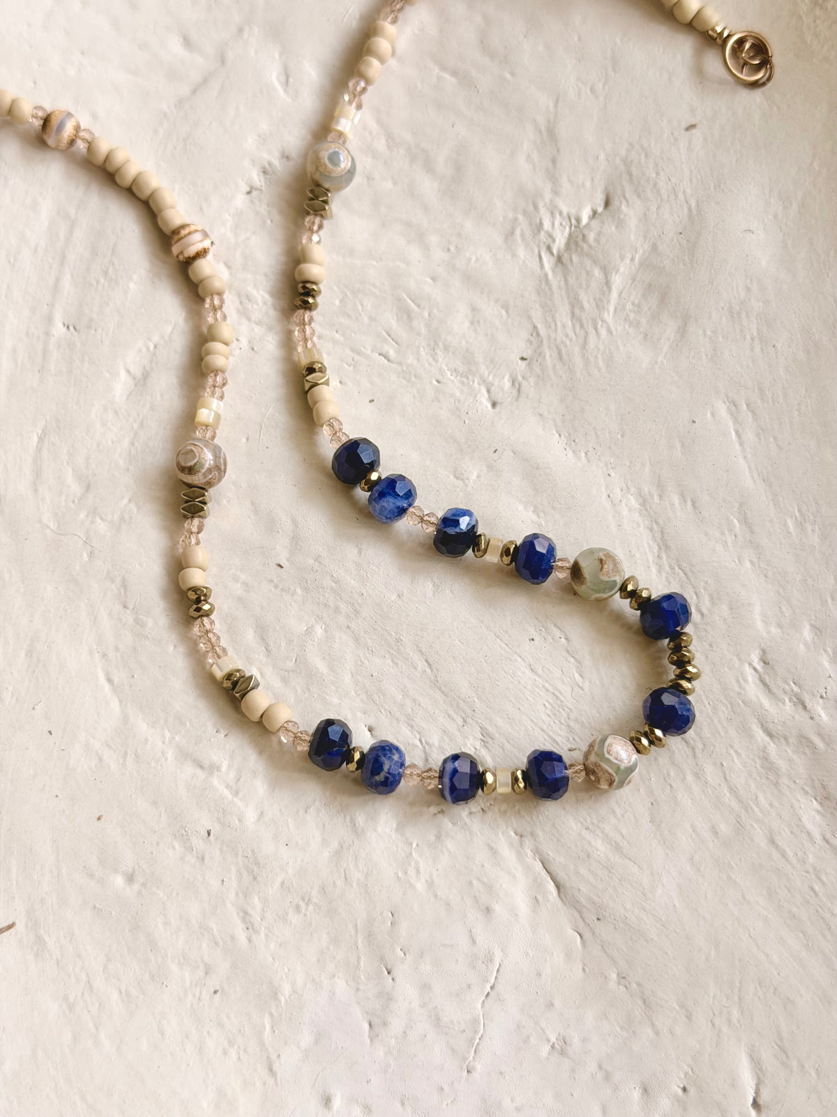 Boho Beaded Lapis Necklace