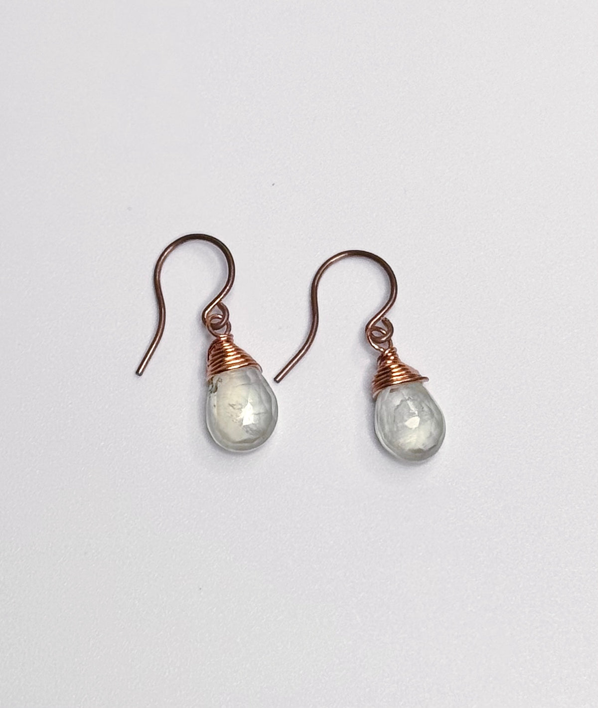 Prehnite Copper Earrings