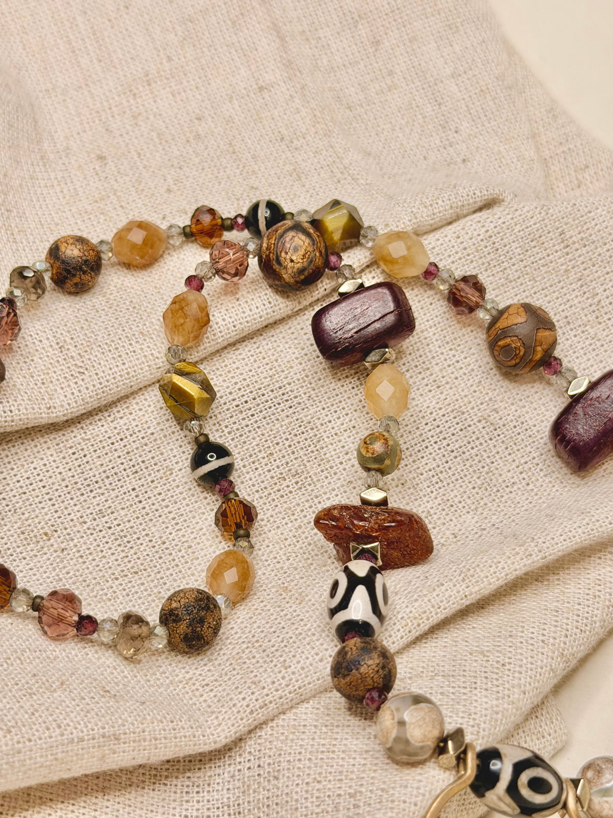 Sunstone Boho Beaded necklace