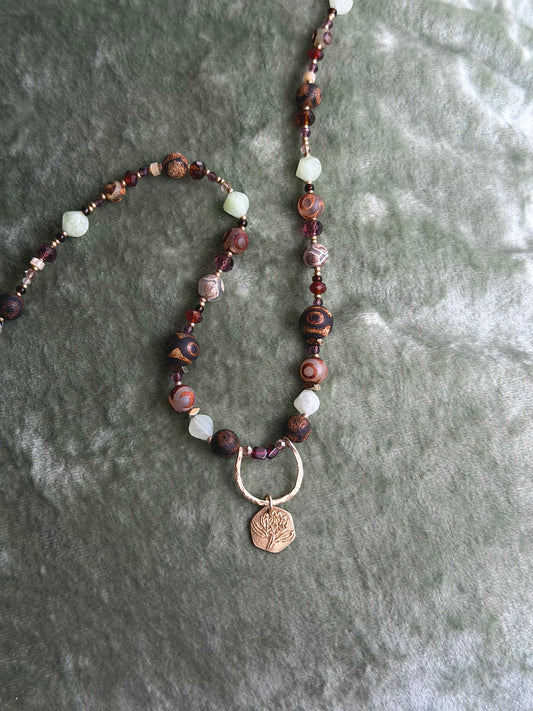 Boho Beaded Protea Necklace