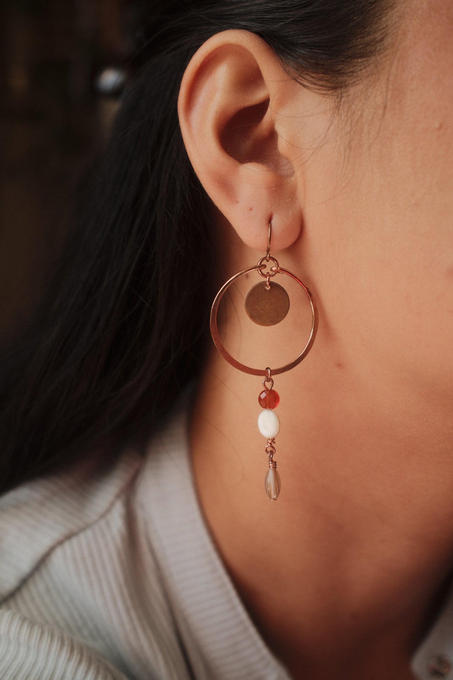 Hammered Copper Hoops