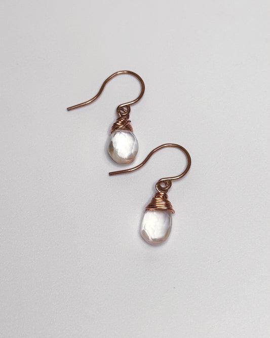 Rose Quartz Copper Earrings