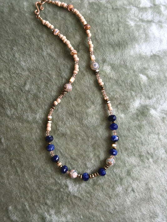 Boho Beaded Lapis Necklace