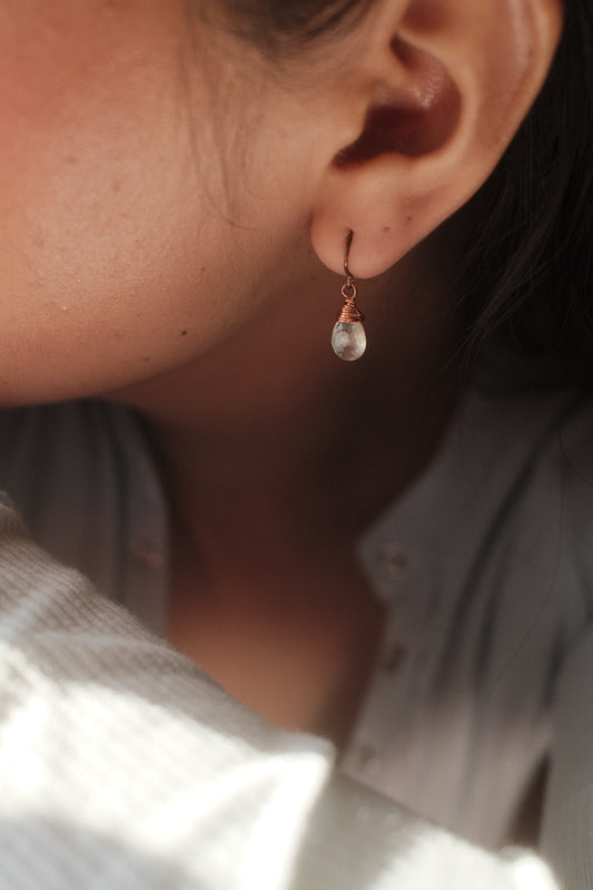 Prehnite Copper Earrings