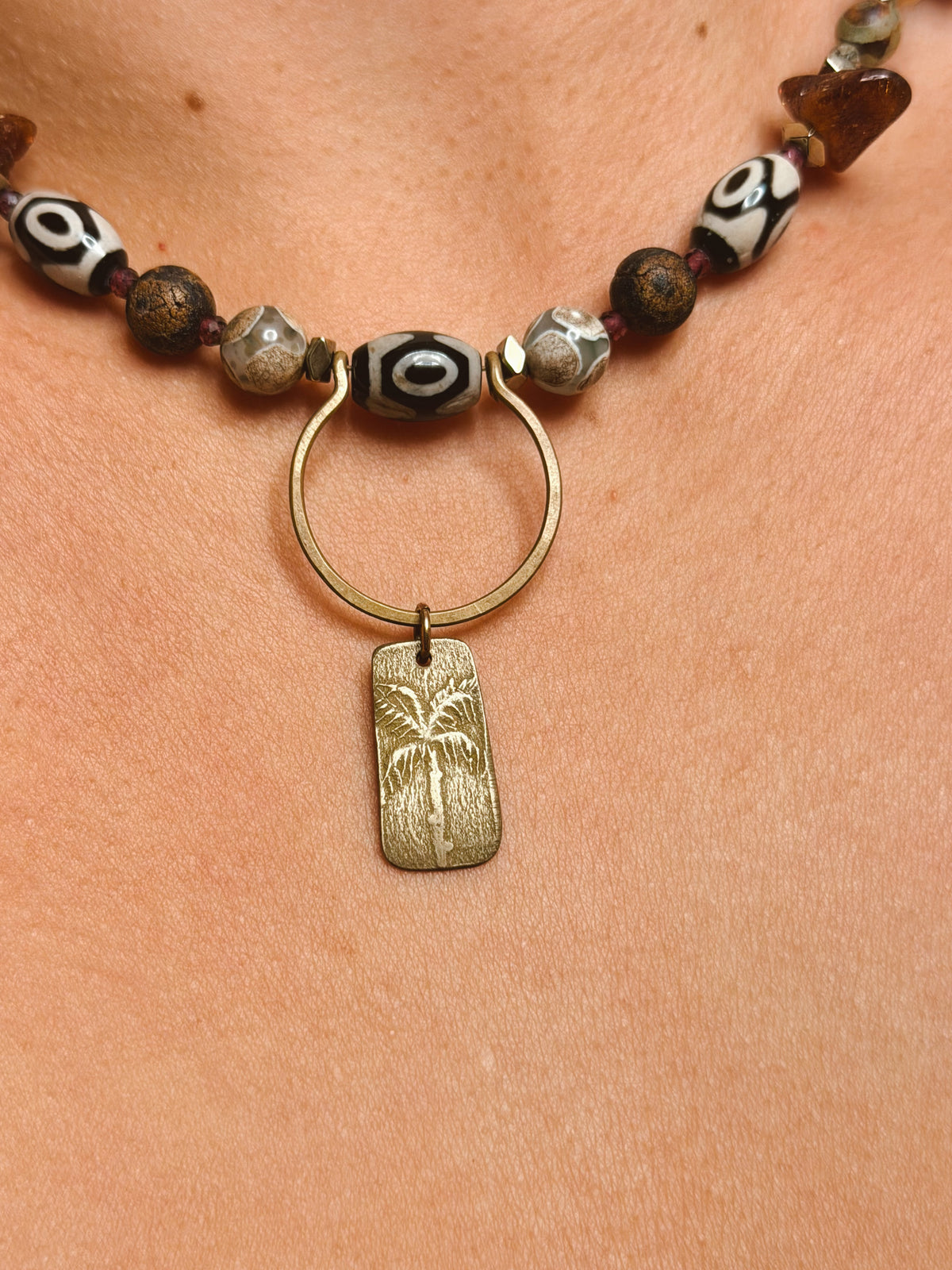 Sunstone Boho Beaded necklace