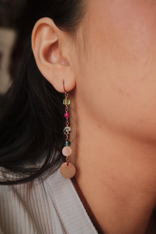Beaded Copper Earrings