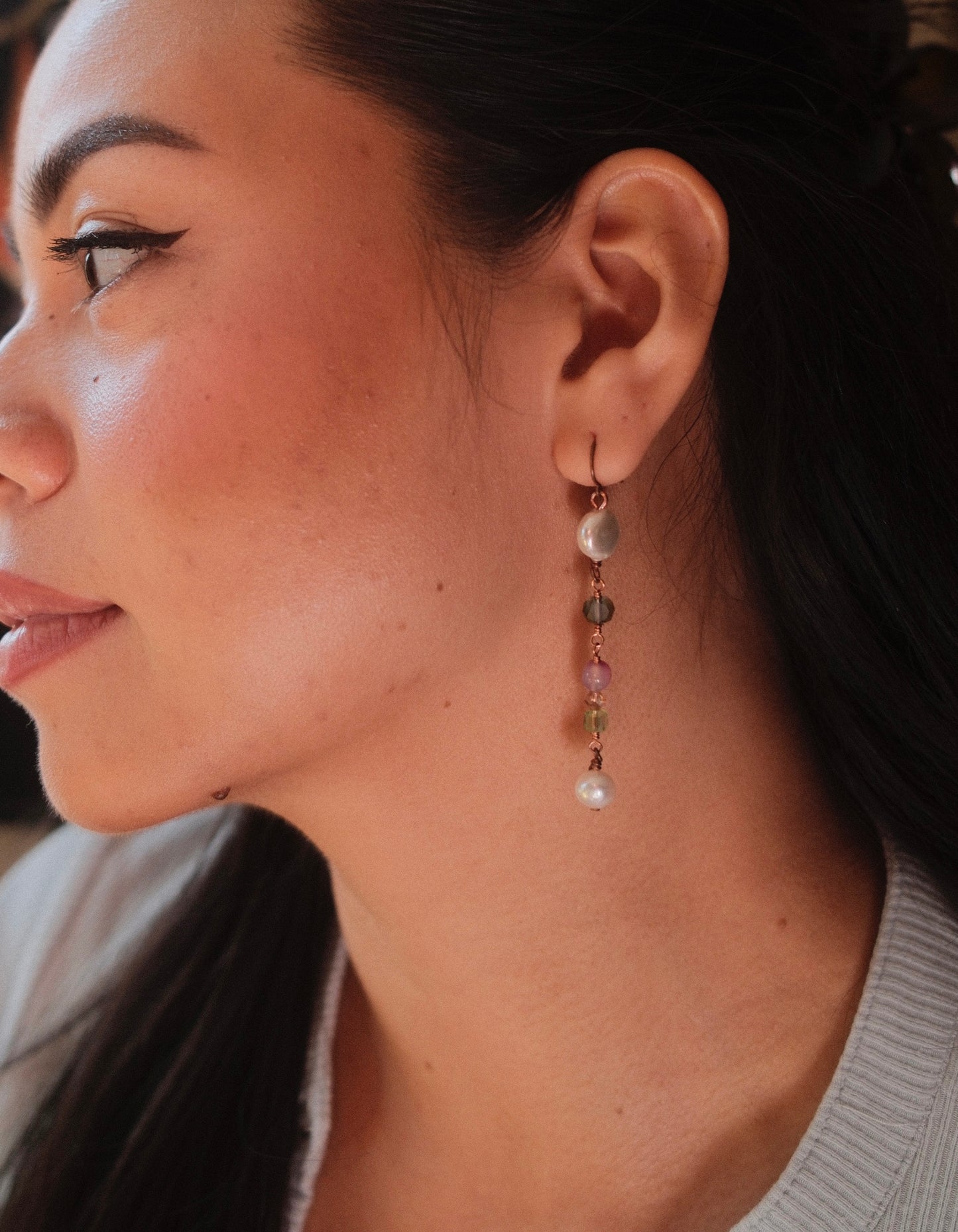 Beaded Copper Earrings
