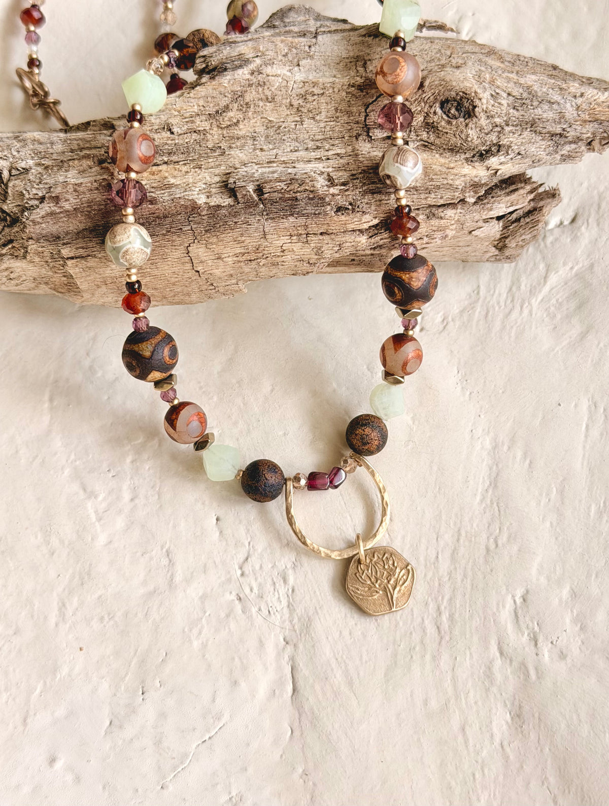 Boho Beaded Protea Necklace