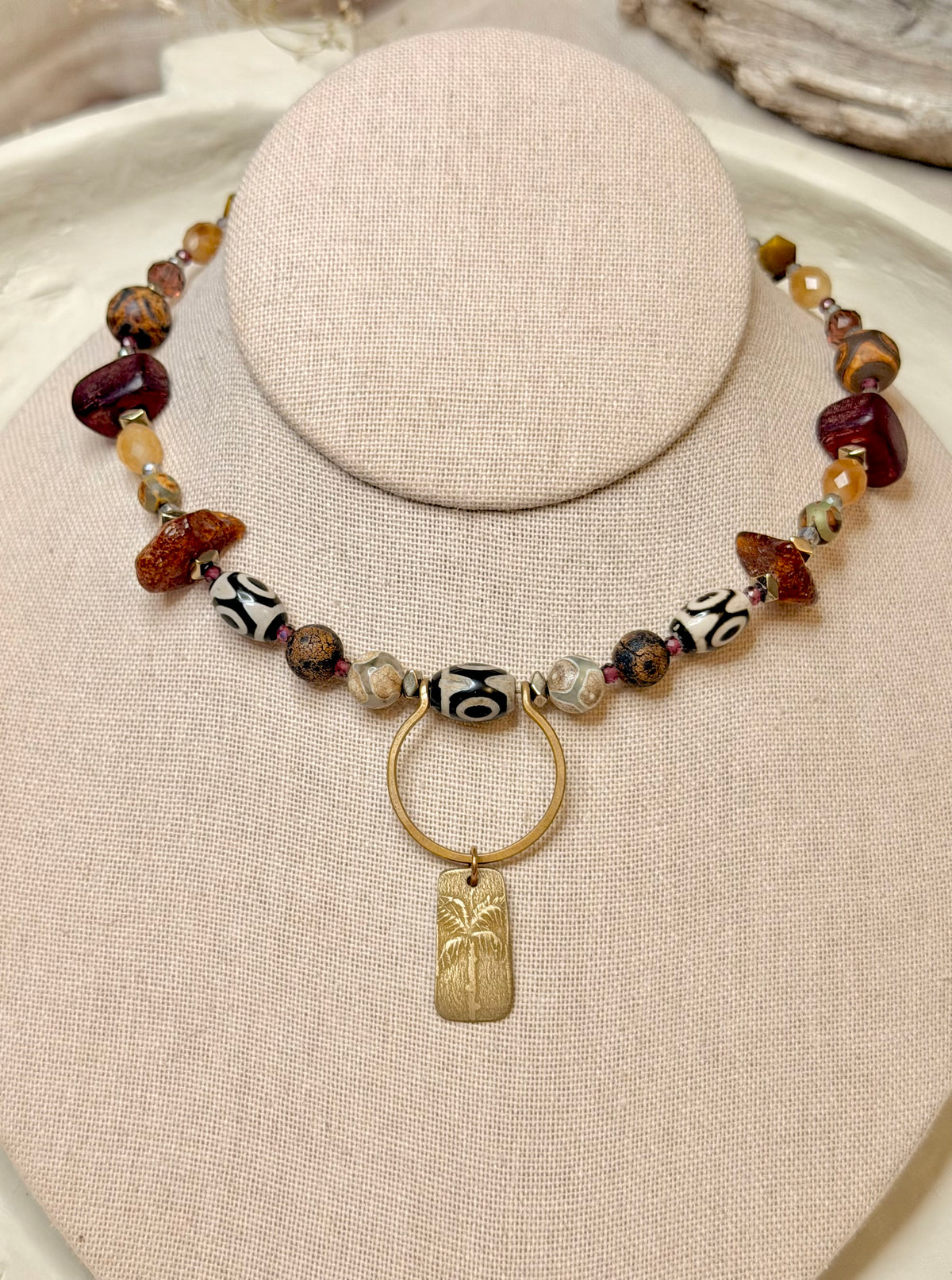 Sunstone Boho Beaded necklace