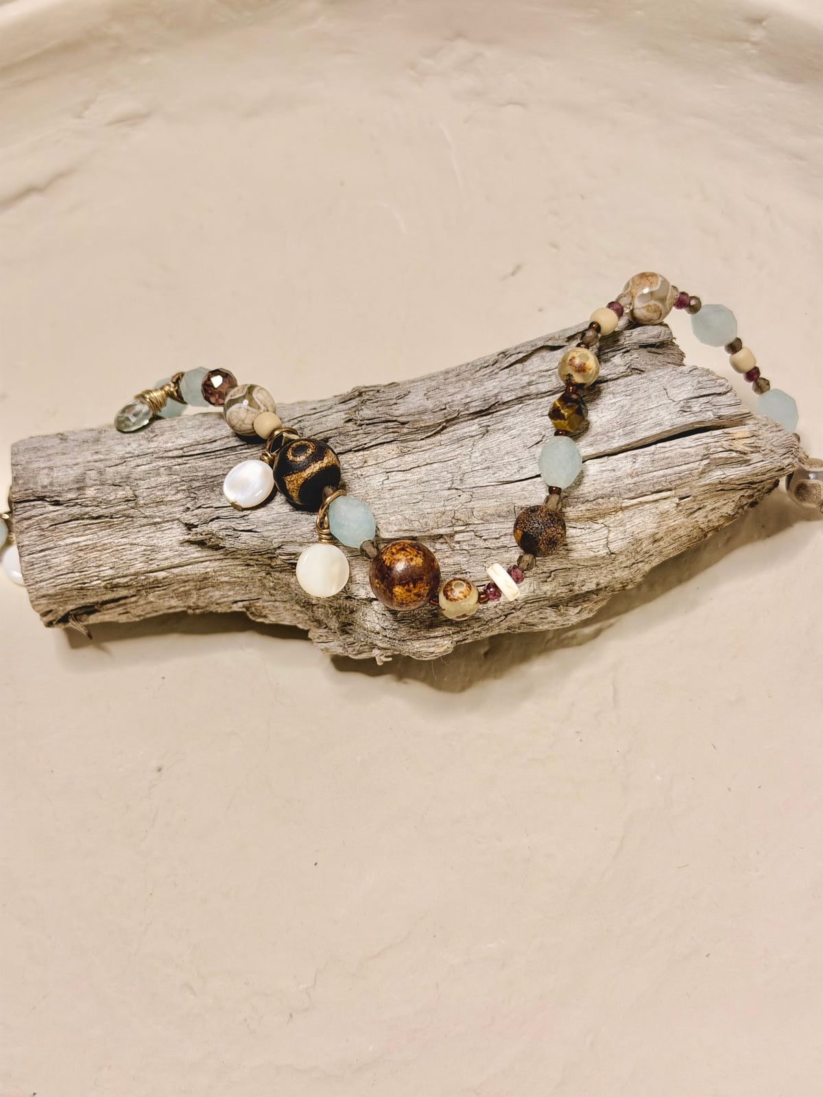 Aquamarine Boho Beaded Necklace