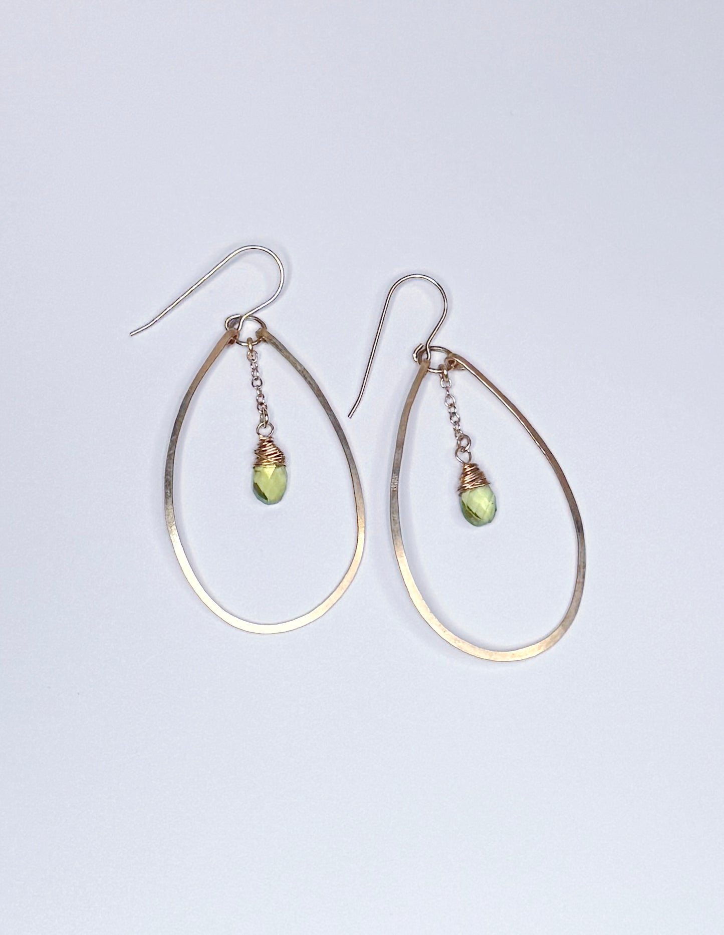 Peridot Pear Hoops
