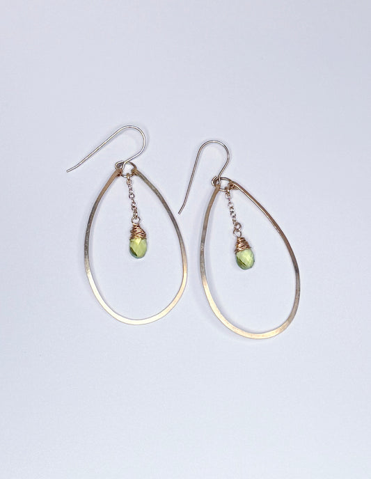 Peridot Pear Hoops